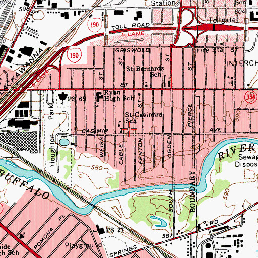 Topographic Map of Saint Casimirs School, NY