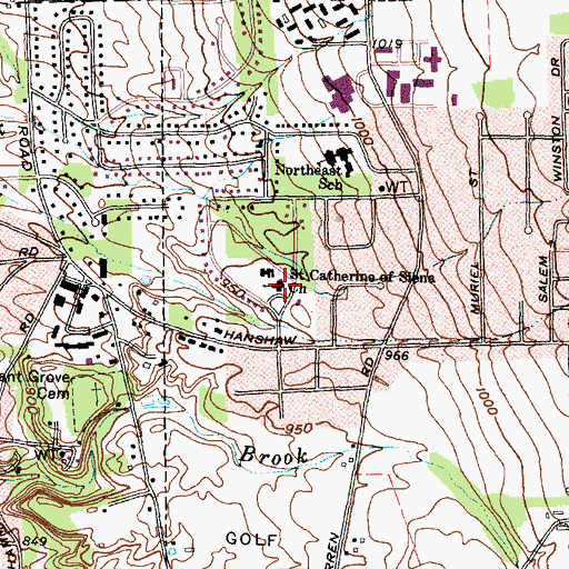Topographic Map of Saint Catherine of Siena Church, NY