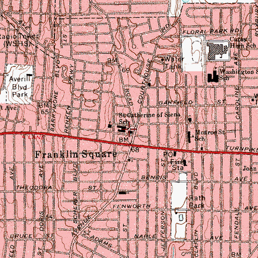 Topographic Map of Saint Catherine of Siena School, NY