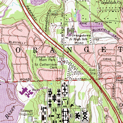 Topographic Map of Saint Catharines Cemetery, NY