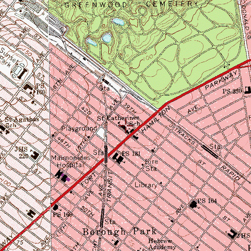Topographic Map of Saint Catherines School, NY