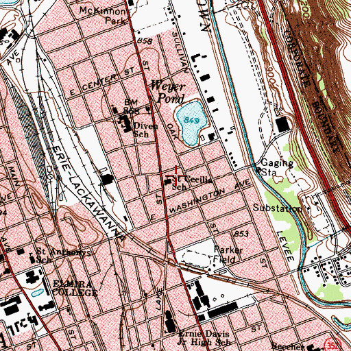 Topographic Map of Saint Cecilia School, NY