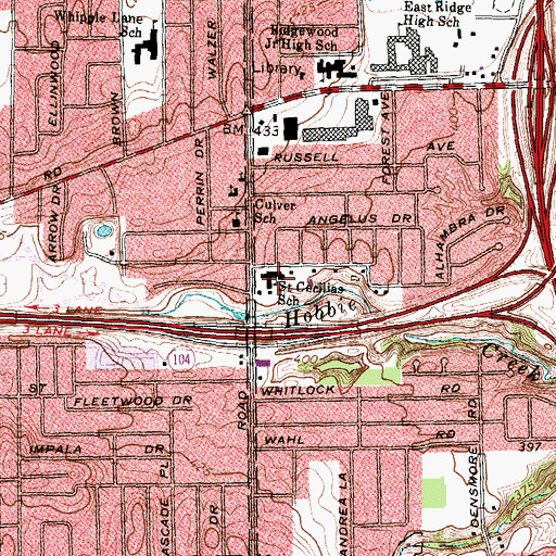 Topographic Map of Saint Cecilias School, NY