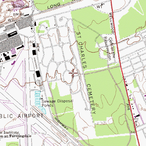 Topographic Map of Saint Charles Cemetery, NY