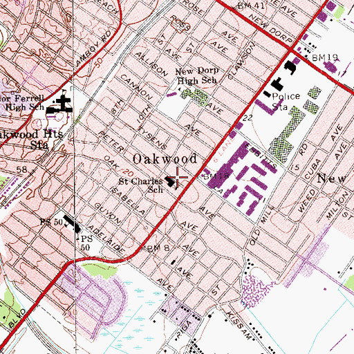 Topographic Map of Saint Charles School, NY