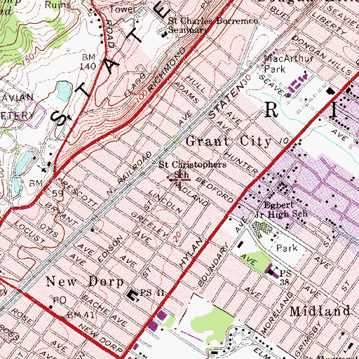 Topographic Map of Saint Christophers School, NY
