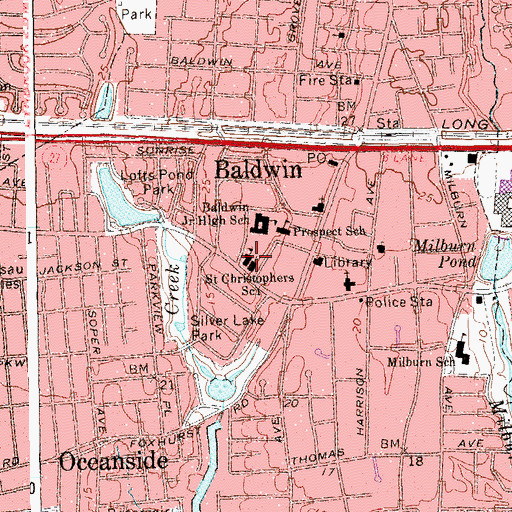 Topographic Map of Saint Christophers School, NY