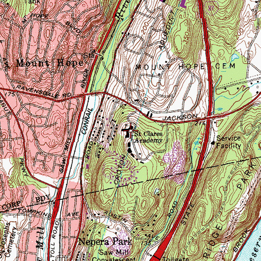 Topographic Map of Saint Clares Academy, NY