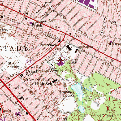 Topographic Map of Ellis Heath Center, NY