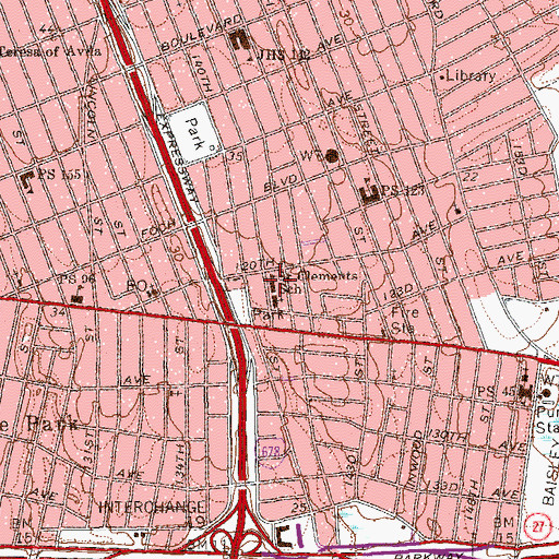 Topographic Map of Saint Clements School, NY