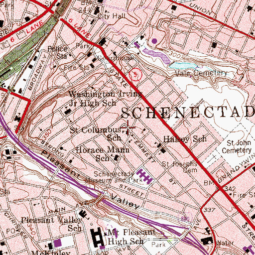 Topographic Map of Saint Columbus School (historical), NY