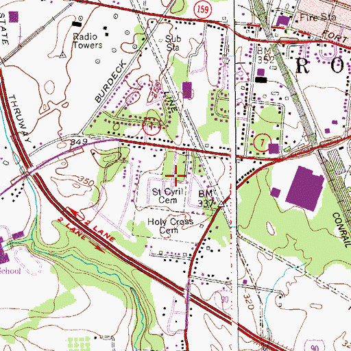 Topographic Map of Saint Cyril and Method Cemetery, NY