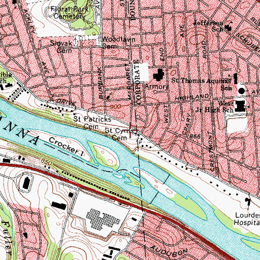 Topographic Map of Saint Cyril Slovak Catholic Cemetery, NY