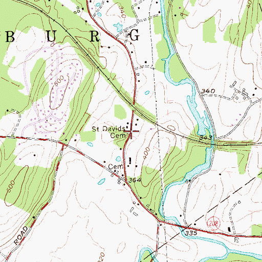 Topographic Map of Saint Davids Cemetery, NY