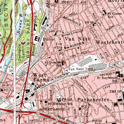 Topographic Map of Saint Dominic Roman Catholic Parochial School, NY