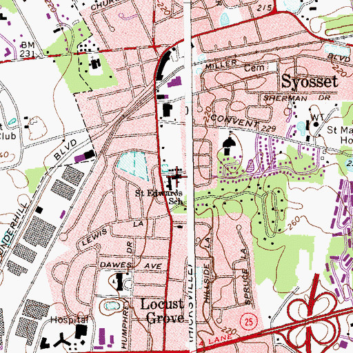 Topographic Map of Saint Edward Confessor School, NY