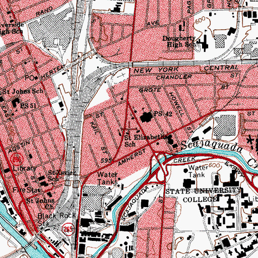 Topographic Map of Saint Elizabeths School, NY