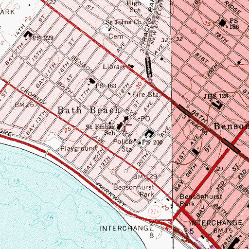 Topographic Map of Saint Finbar School, NY