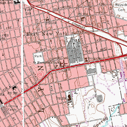 Topographic Map of Saint Fortunata Church School, NY
