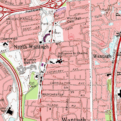 Topographic Map of Saint Francis de Chantal School, NY