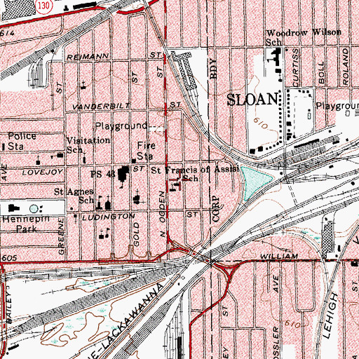 Topographic Map of Saint Francis of Assisi School, NY