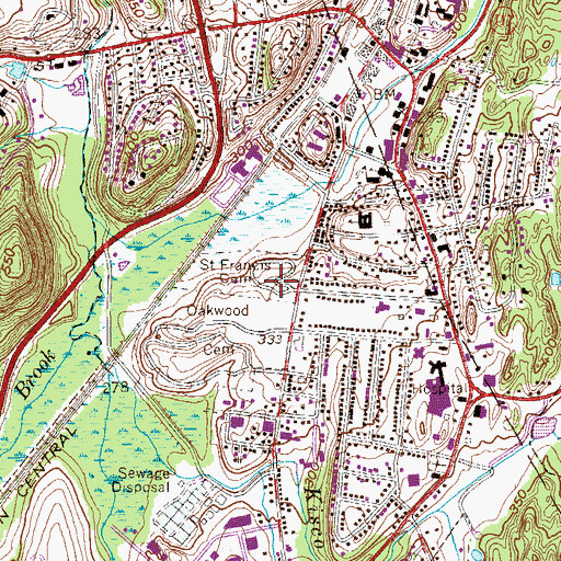Topographic Map of Saint Francis Cemetery, NY