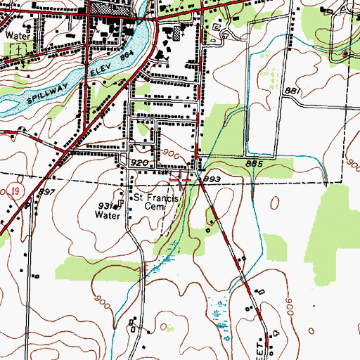 Topographic Map of Saint Francis Cemetery, NY