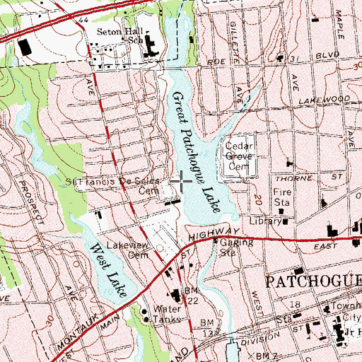 Topographic Map of Saint Francis DeSales Cemetery, NY