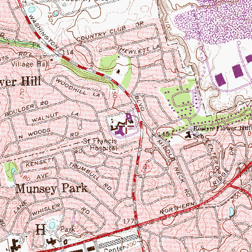 Topographic Map of Saint Francis Hospital, NY
