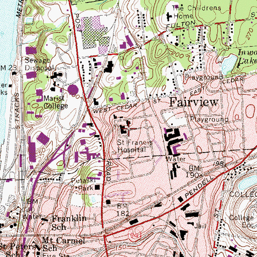 Topographic Map of MidHudson Regional Hospital, NY