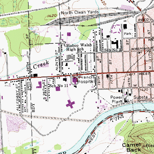 Topographic Map of Saint Francis Hospital, NY