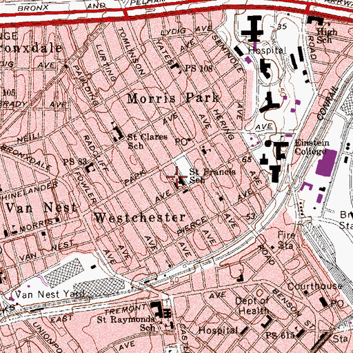 Topographic Map of Saint Francis Xavier Parochial School, NY