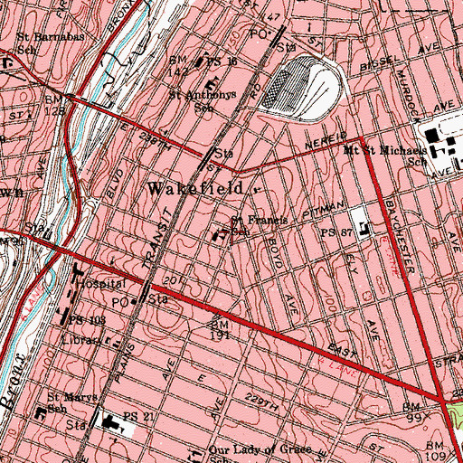 Topographic Map of Saint Frances of Rome School, NY
