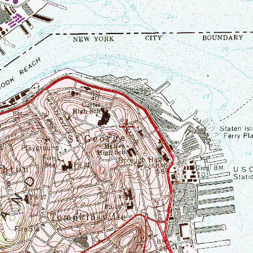 Topographic Map of Saint George, NY