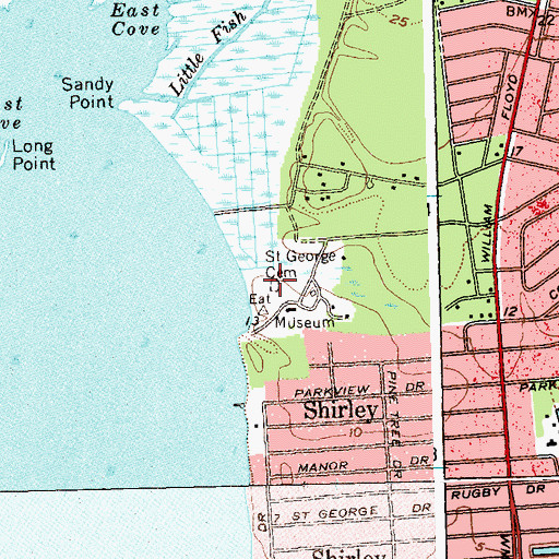 Topographic Map of Saint George Cemetery, NY