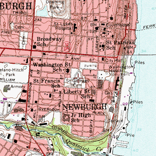 Topographic Map of Saint Georges Cemetery, NY