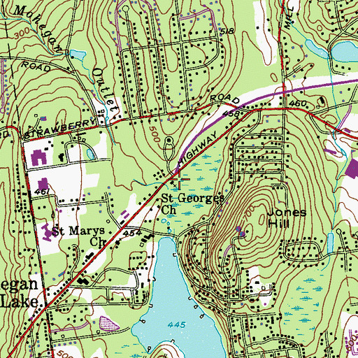 Topographic Map of Saint Georges Church, NY