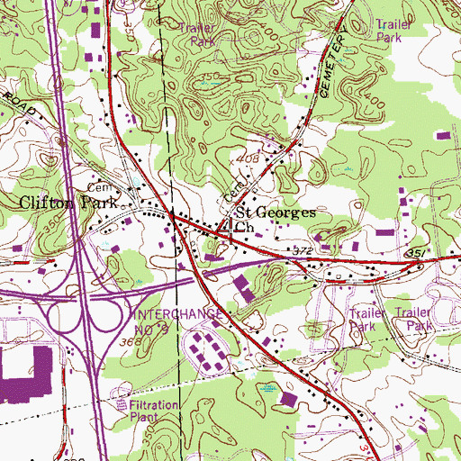 Topographic Map of Saint Georges Church, NY