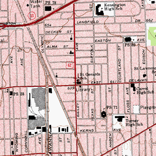 Topographic Map of Saint Gerards School, NY