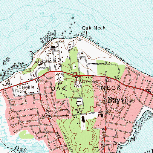 Topographic Map of Saint Gertrude's Roman Catholic Church, NY