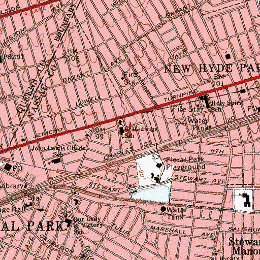 Topographic Map of Saint Hedwigs School, NY