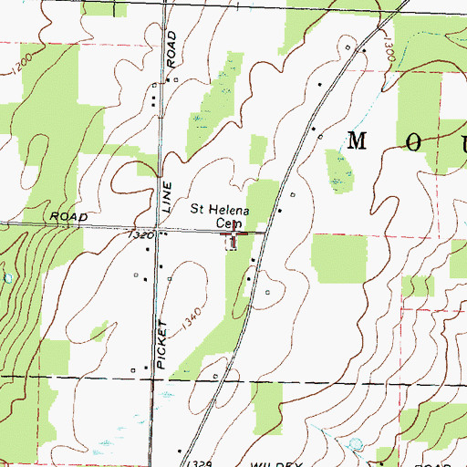 Topographic Map of Saint Helena Cemetery, NY