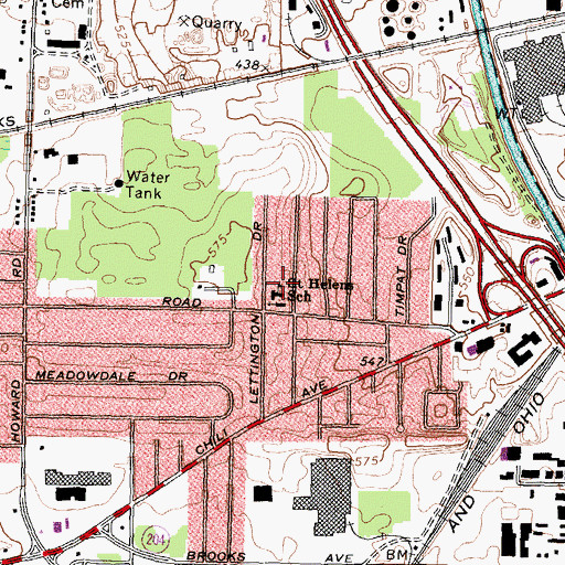 Topographic Map of Saint Helens School, NY