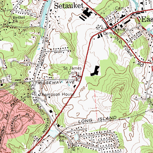 Topographic Map of Saint James Cemetery, NY