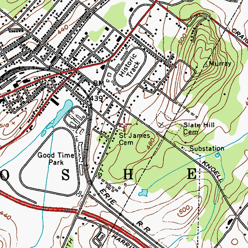 Topographic Map of Saint James Cemetery, NY