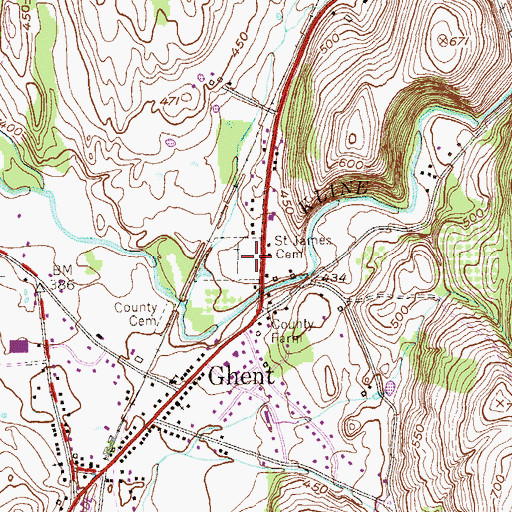 Topographic Map of Saint James Cemetery, NY