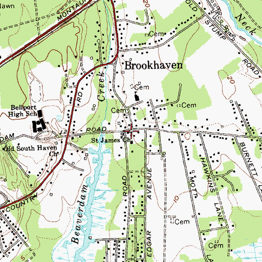 Topographic Map of Saint James Episcopal Church, NY