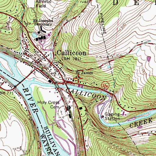 Topographic Map of Saint James Church, NY