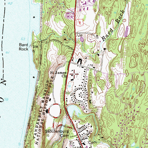 Topographic Map of Saint James Episcopal Church, NY