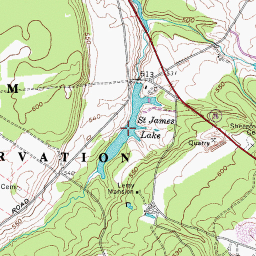 Topographic Map of Saint James Lake, NY